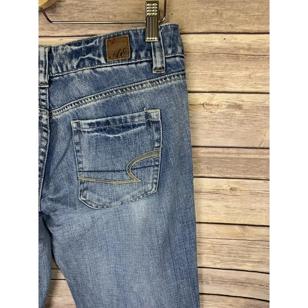 American Eagle Womens 8 Long Favorite Boyfriend Jeans Distressed Denim - Picture 8 of 10